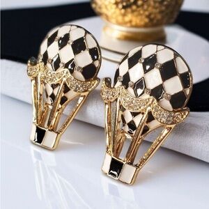 Elegant Gold and Black Hot Air Balloon Earrings